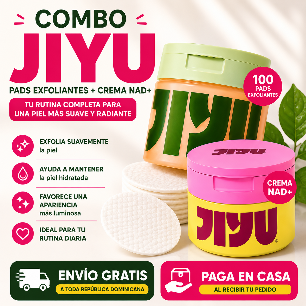 Combo JiYu - Pads Exfoliantes + Crema NAD+ + ENVÍO GRATIS