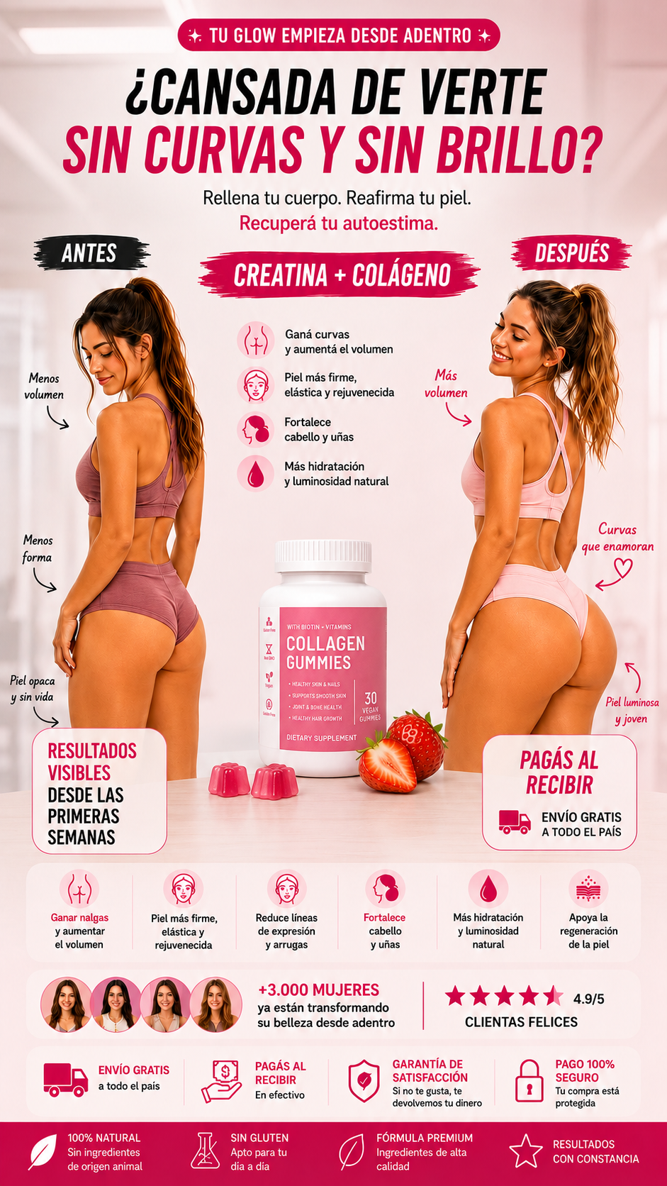 Creatina + Colágeno — Pelo y Curvas en una sola gomita