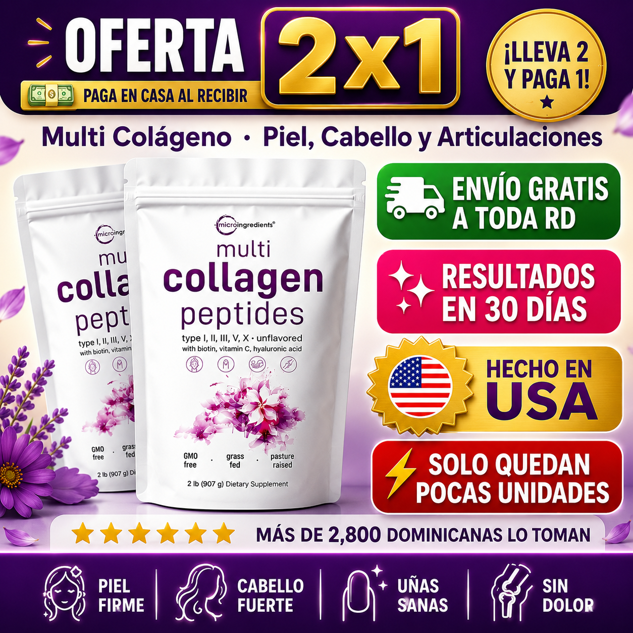 OFERTA 2x1 Multi Colágeno Peptides Piel, Cabello y Articulaciones