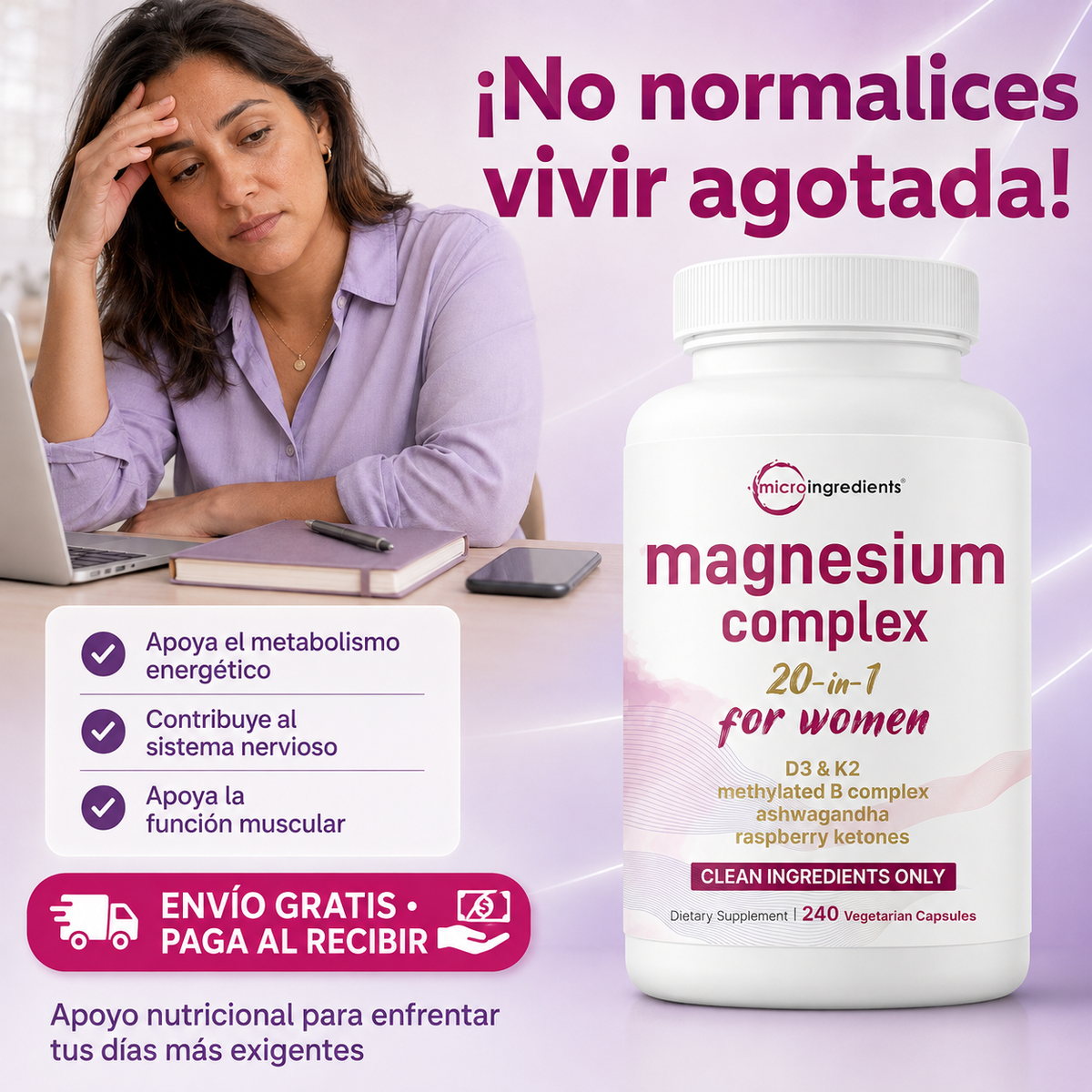 Magnesio 20 en 1 - Energía y Bienestar para Ella