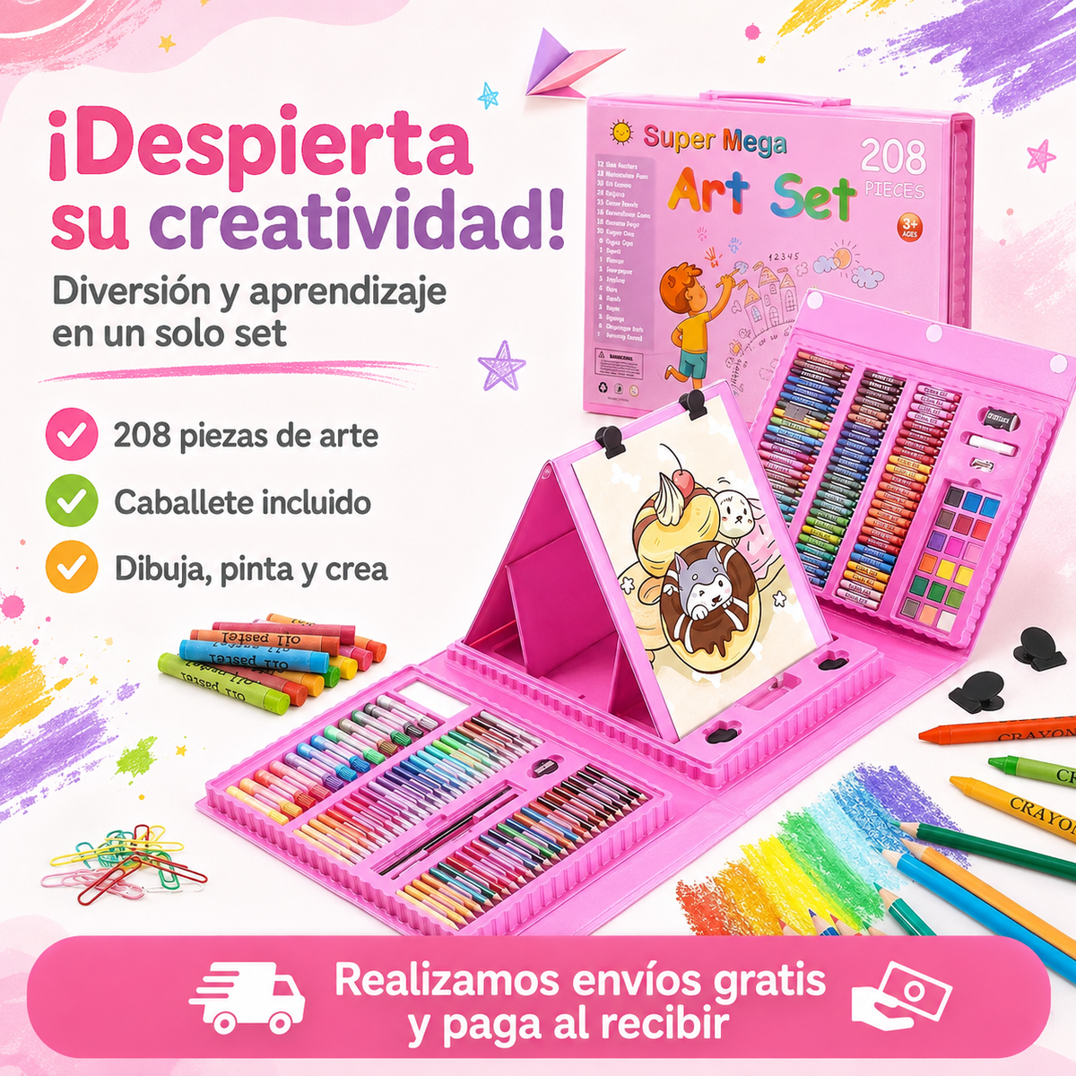 Set de Arte 208 Piezas - Creatividad y Aprendizaje para tus Hijos