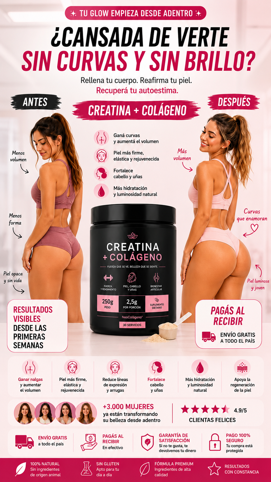 Creatina + Colágeno — Pelo y Curvas en una sola gomita