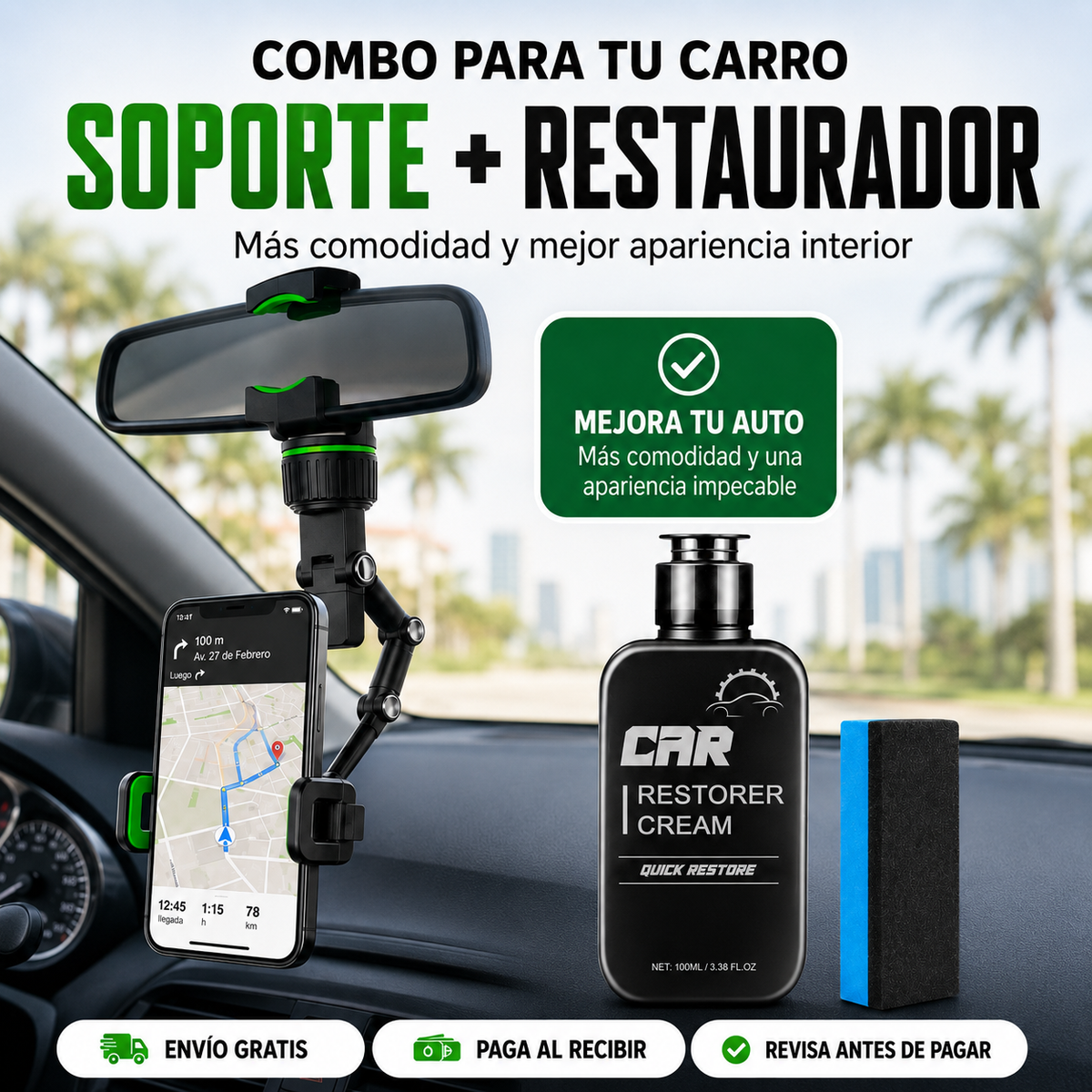 MEGA OFERTON Restaurador de Plásticos + Soporte Para Telefonos